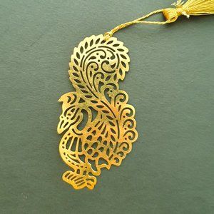 Bookmark - Brass metal cutting indian Peacock 1